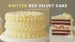 털실(니트) 딸기 레드벨벳 케이크 만들기❣ : Winter Knitted Strawberry Red Velvet Cake Recipe | Cooking tree
