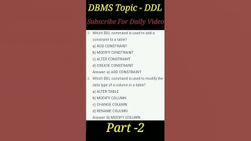 MCQ on DDL Part 2 | DBMS Important Question for Exams #computermcq #dbms