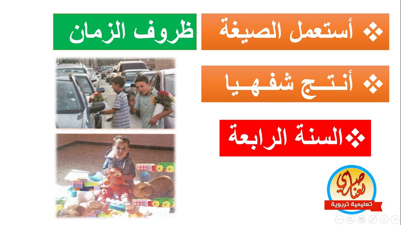 أستعمل الصيغ ظروف الزمان وأنتج شفهيا صفحة13 للسنة الرابعة ابتدائي