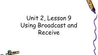 Unit 2, Lesson 9 Using broadcast and receive