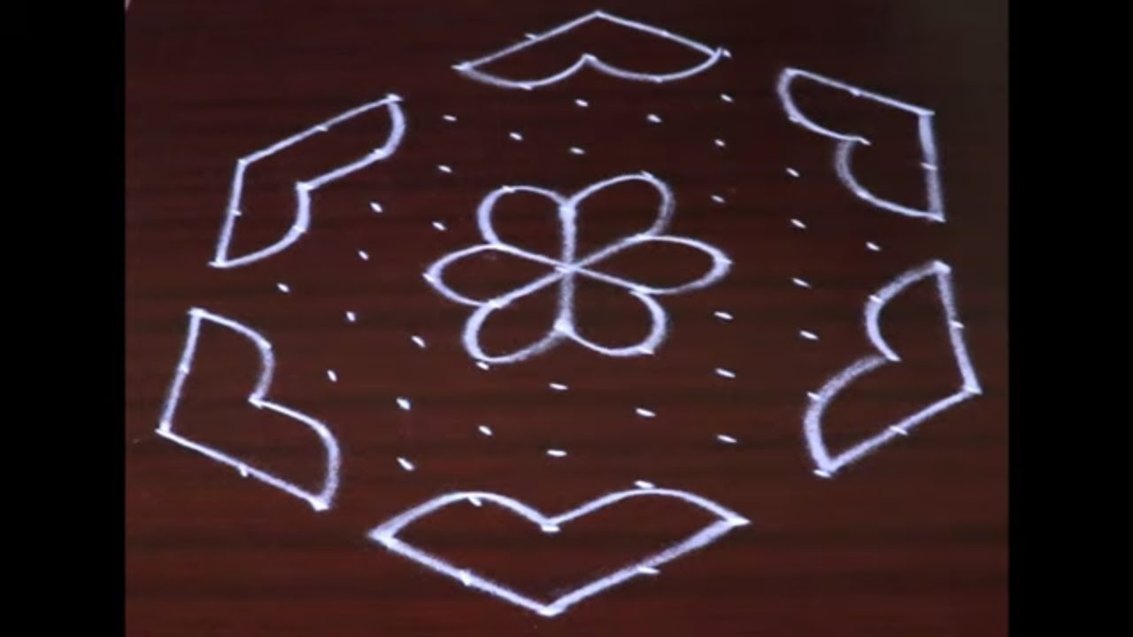 Easy Rangoli Design with 11X6 Dots | Rangoli Designs | Kolam ...