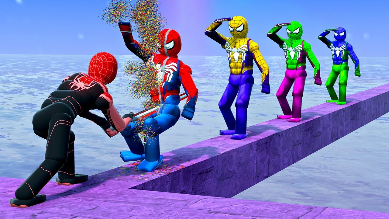 SPIDER-MAN GAME LIGHTSABER BATTLE vs IDLE NPCs & BOSSES | RAGDOLL PHYSICS