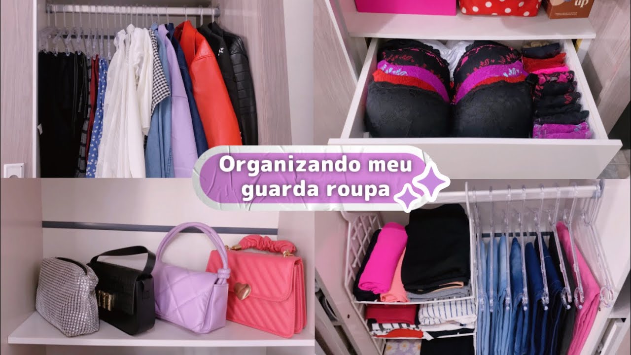 ORGANIZANDO MEU GUARDA ROUPA ✨ looks e lingeries novas,otimizando espaço,organizadores práticos e +