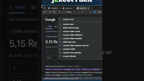 COTAÇÃO DOLAR NO EXCEL