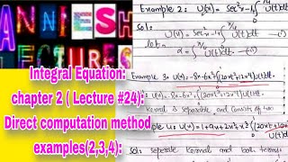 Celebrity |Integral Equation|Fredholm integral Equation|Direct computation method solved examples|Urdu /Hindi| Wealth