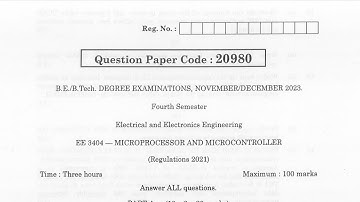 EE3404 | Microprocessor and Microcontroller | Nov Dec 2023 | Anna University | Questions