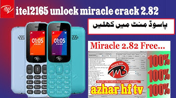 itel mobile it2165 unlock🔓code  by miracle crack 2.82/it2165unlook security code 2025tool/azharhftv