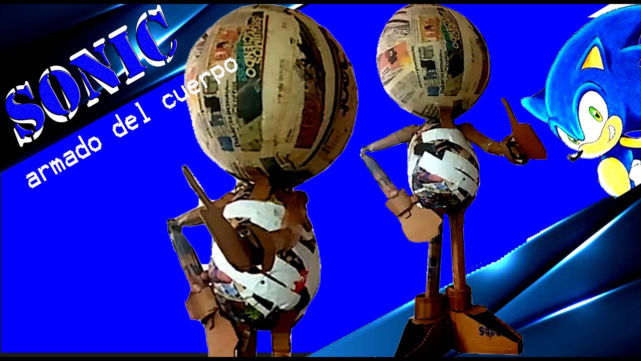 SONIC piñata , how to make sonic piñata-parte1