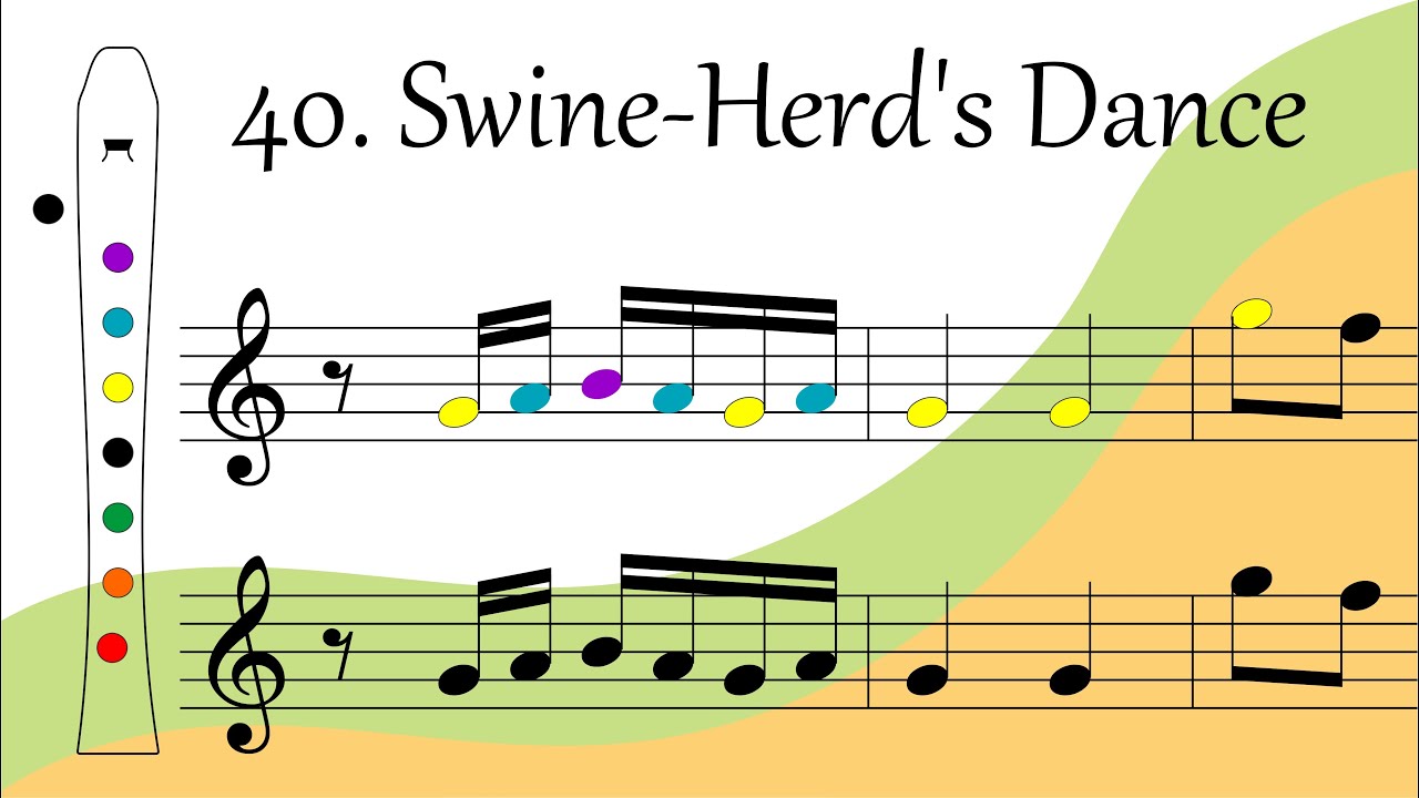 Swine-Herd's Dance - Flauta doce - Partitura colorida