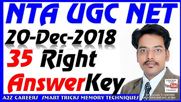 20 Dec 2018 35 right complete full answer key NTA UGC NET Paper Ist