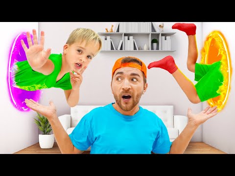 I bambini saltano attraverso il muro