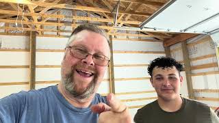 30 x 40 Pole Barn foam board insulation part Grandson stop by to help