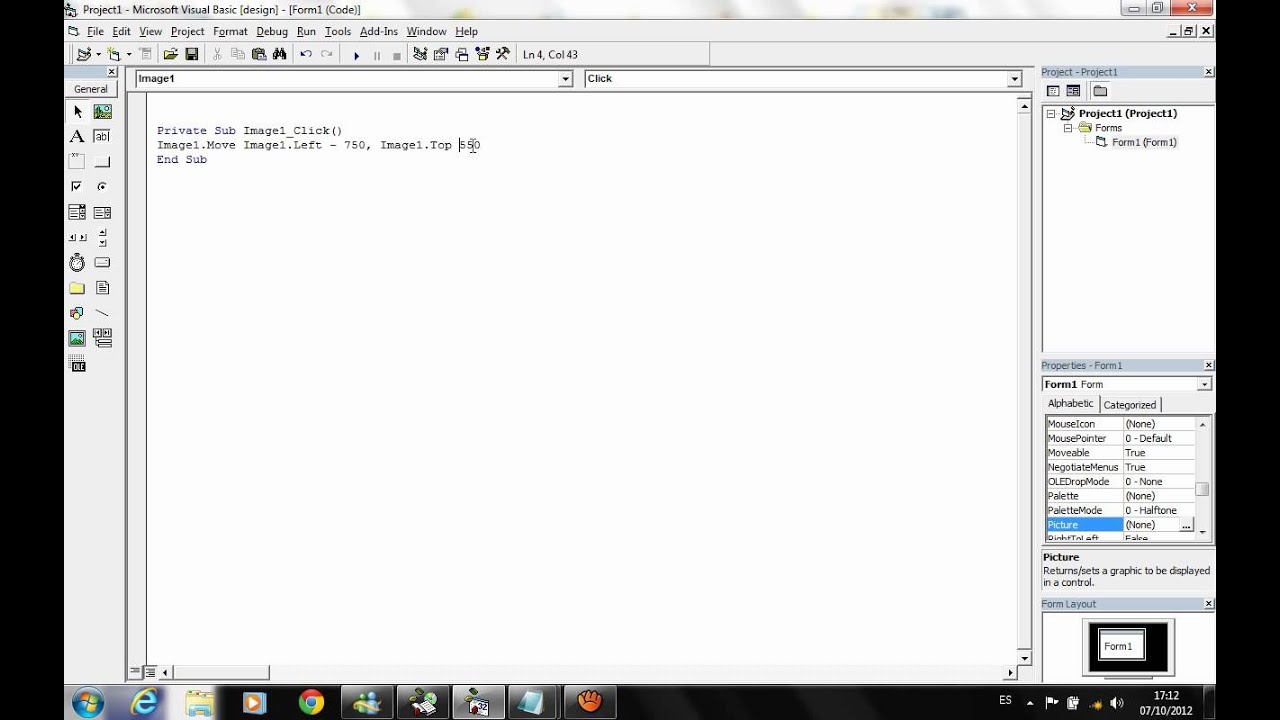 mover imagen diagonal visual basic - YouTube