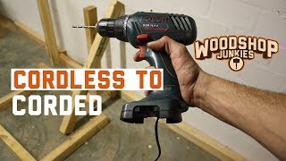 Cordless to corded drill conversion without torque loss