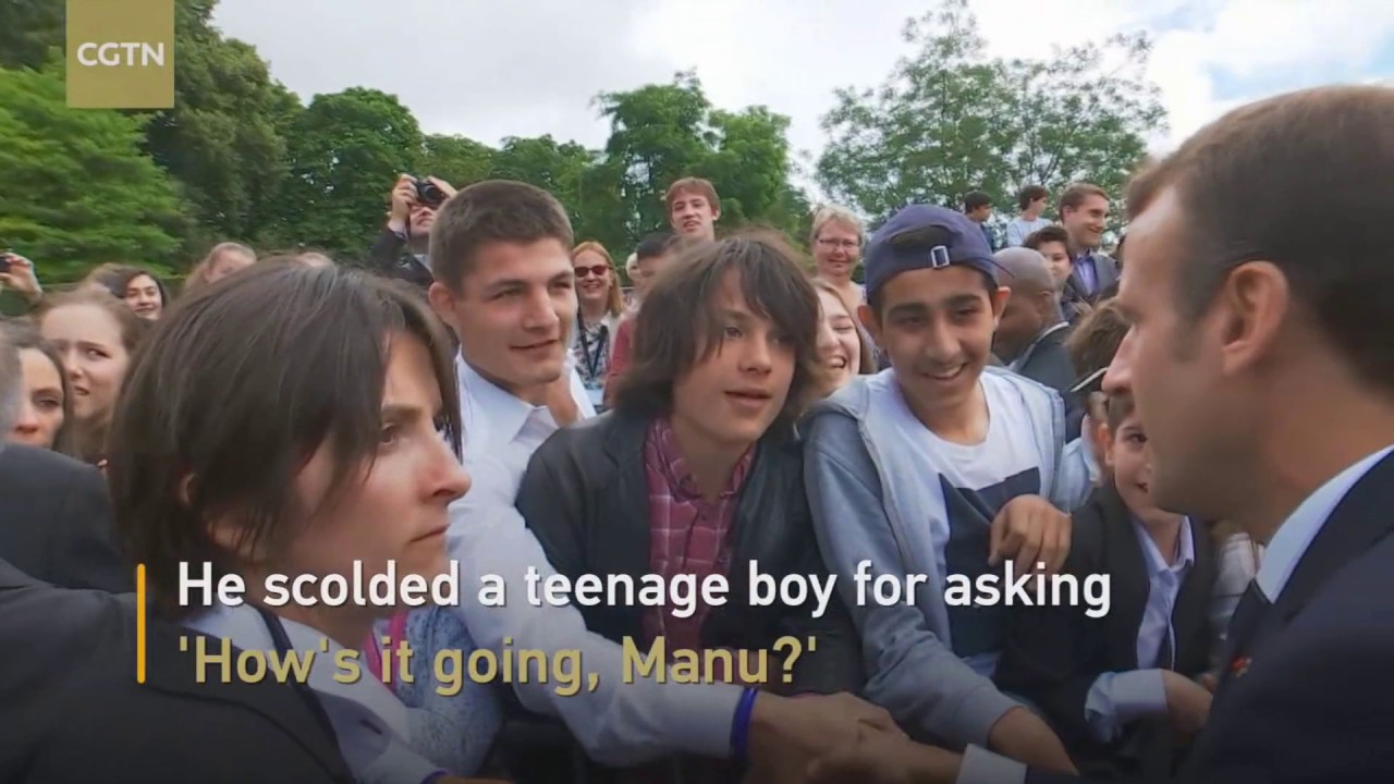 "Manu" Macron egged and beaned