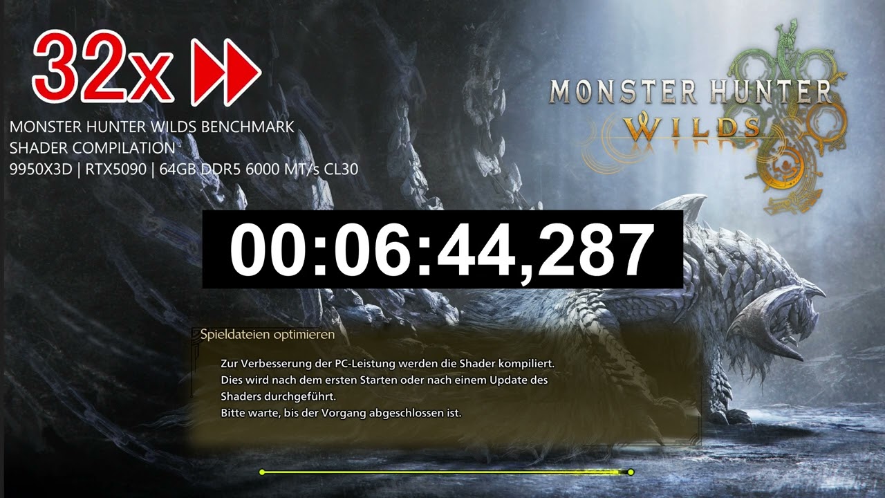 Monster Hunter Wilds Benchmark Tool - Shader Compilation with 9950X3D