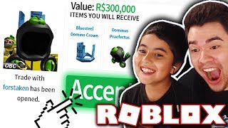 Tofuu Buys My Little Brother A Dominus? 300,000 Robux Spent Roblox