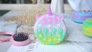 Pop Shoulder Bag Big Pop Purse Bags, Lovely Sensory Silicone Cartoon Bag Toy Fidget Unicorn Purse screenshot 2
