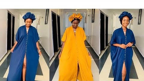 How to CUT AND SEW a trendy BUBU DRESS with BUTTON LOOP Design