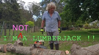 Im NOT A Lumberjack !!
This is what happens when an untrained monkey with an obsession for firewood gets hold of a baby chainsaw. Im NOT A Lumberjack !!
