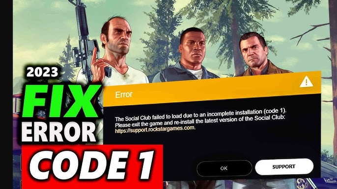 Rockstar Games Launcher Social Club install error code 1