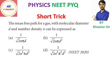 The mean free path for a gas, with molecular diameter d and number density n can be expressed as