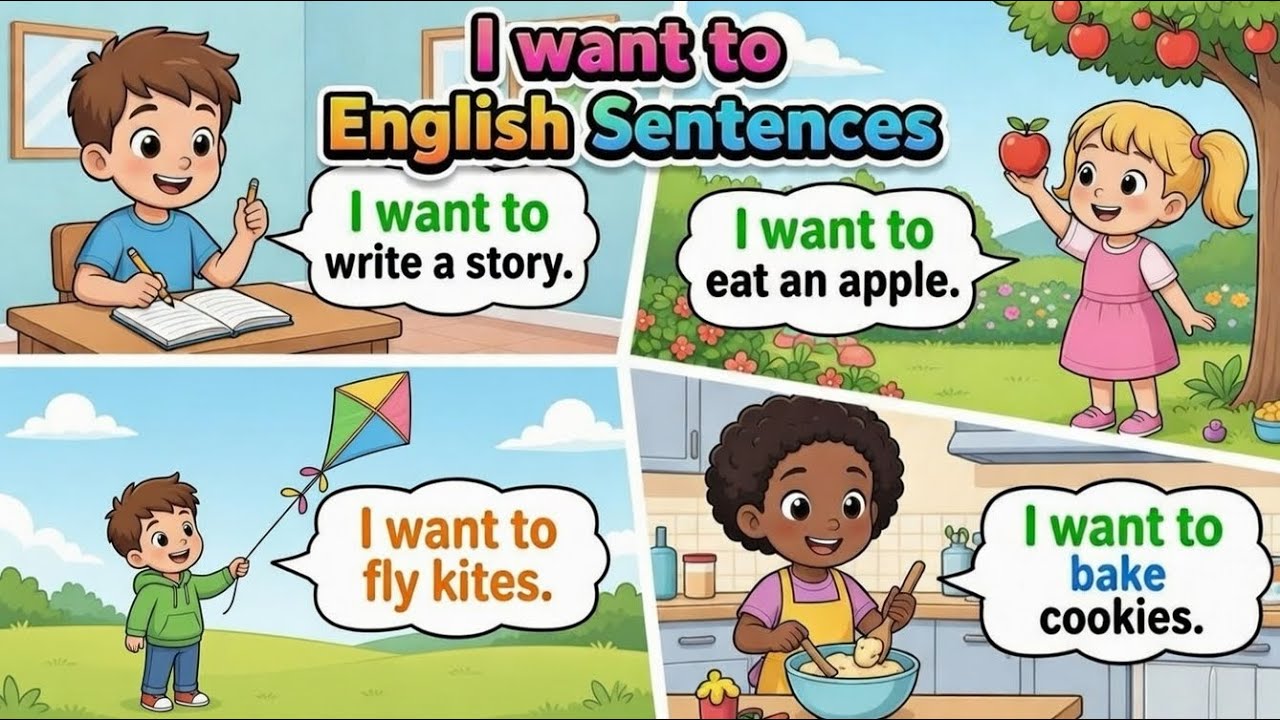 I Want To Sentences for Daily Use 🗣️✨ | Easy English Speaking Practice for Beginners 📚😊