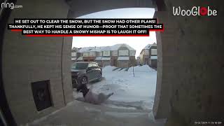 Snow vs. Man: Epic Porch Fail! 😂❄️