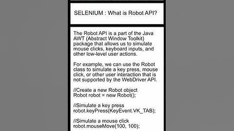 SELENIUM : JAVA : What is Robot API? : SDET Automation Testing Interview Questions & Answers