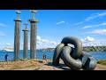 Walking Tour Stavanger — Sverd i fjell &amp; Brutt lenke | Norway 4K Three Swords Monument &amp; Giant Chain
