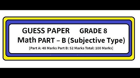 Guess Paper Math Class 8th V2 2022-23| MCQs and Subjective