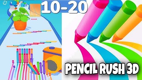 Pencil Rush 3D Gameplay Walkthrough Level 10-20 iOS Android Rainbow colorful Pencil Road