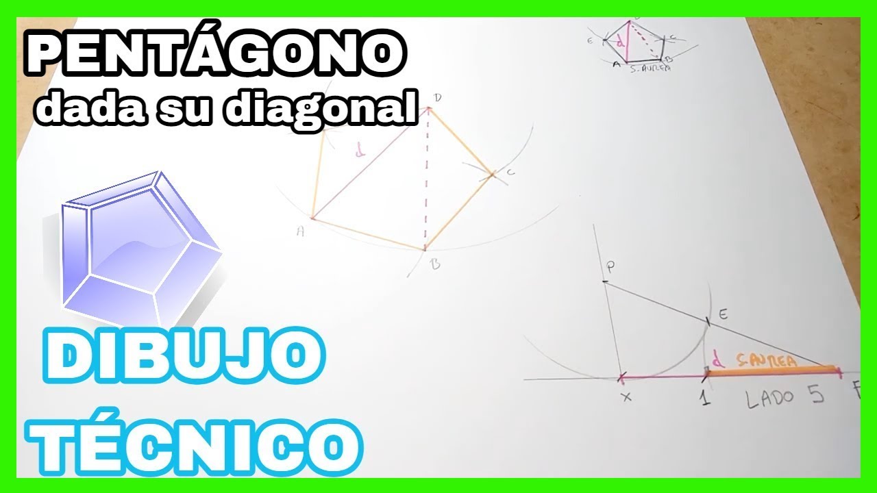 PENTÁGONO - dada su [DIAGONAL🚀] construir🏗️ pentágono regular **SECCIÓN ÁUREA**