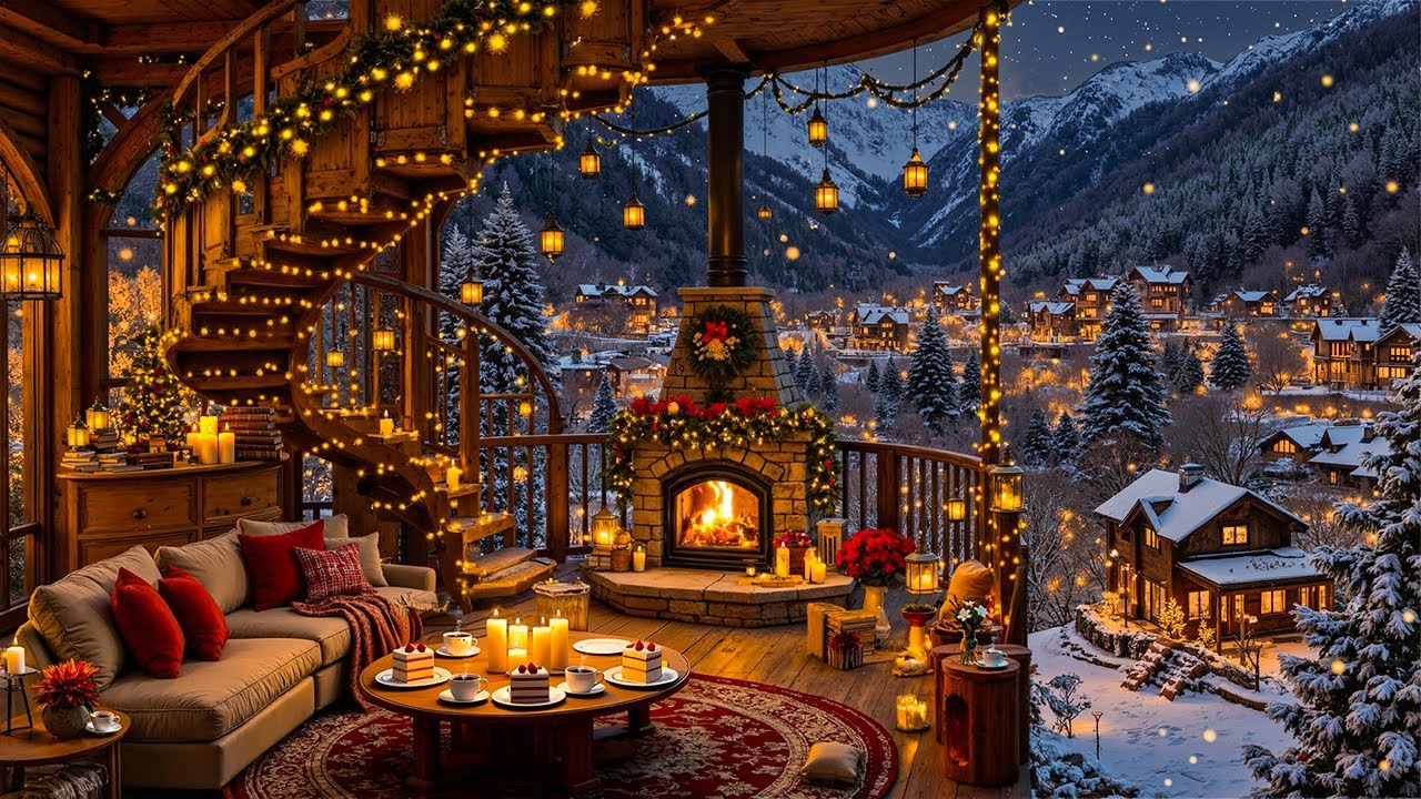 Serene Winter Jazz from Cozy Porch – Soft Firelight Ambience & Smooth Jazz for Relaxation & Focus
