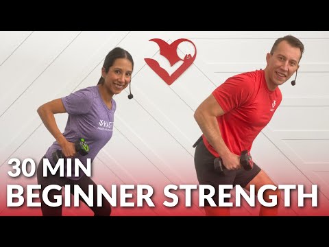 30 Min Full Body Dumbbell Workout for Beginners - Beginner Strength Training at Home with Weight