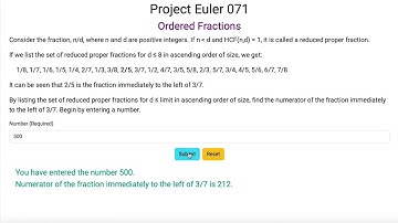 Project Euler 071 - Ordered Fractions