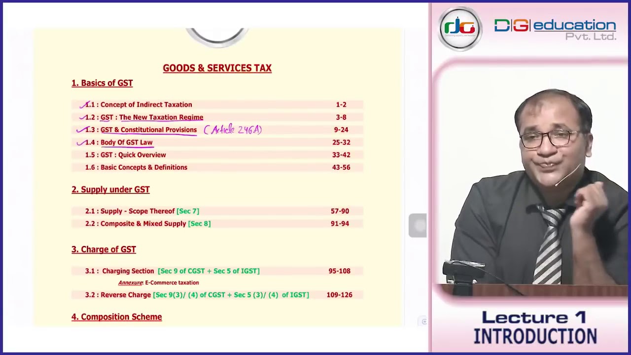 GST Introduction Lecture 1 by CA Dippak Gupta (DG Sir) | CA Final ...