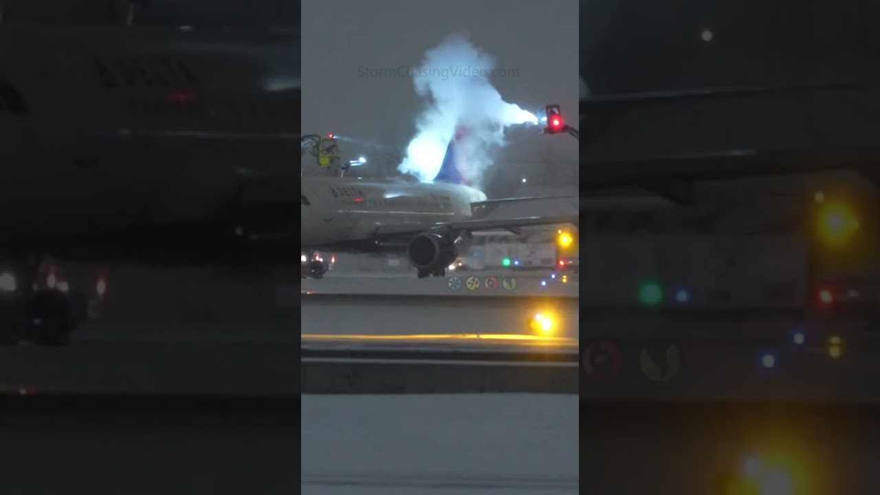 De-Icing Planes as Winter Storm hits MSP International Airport #shorts