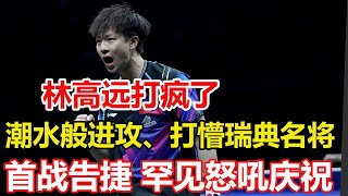 林高遠首戰告捷,3-1!潮水般進攻,打懵瑞典名將世界第15,罕見怒吼慶祝,如張本智和,下輪約戰臺北天才小將。#乒乓球 #tabletennis #桌球