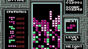 Tetris (USA) (NES) B-Type Gameplay and level 4 height 5 ending