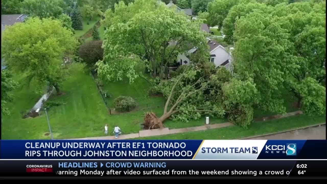 Cleanup underway after EF1 tornado rips through Johnston - YouTube
