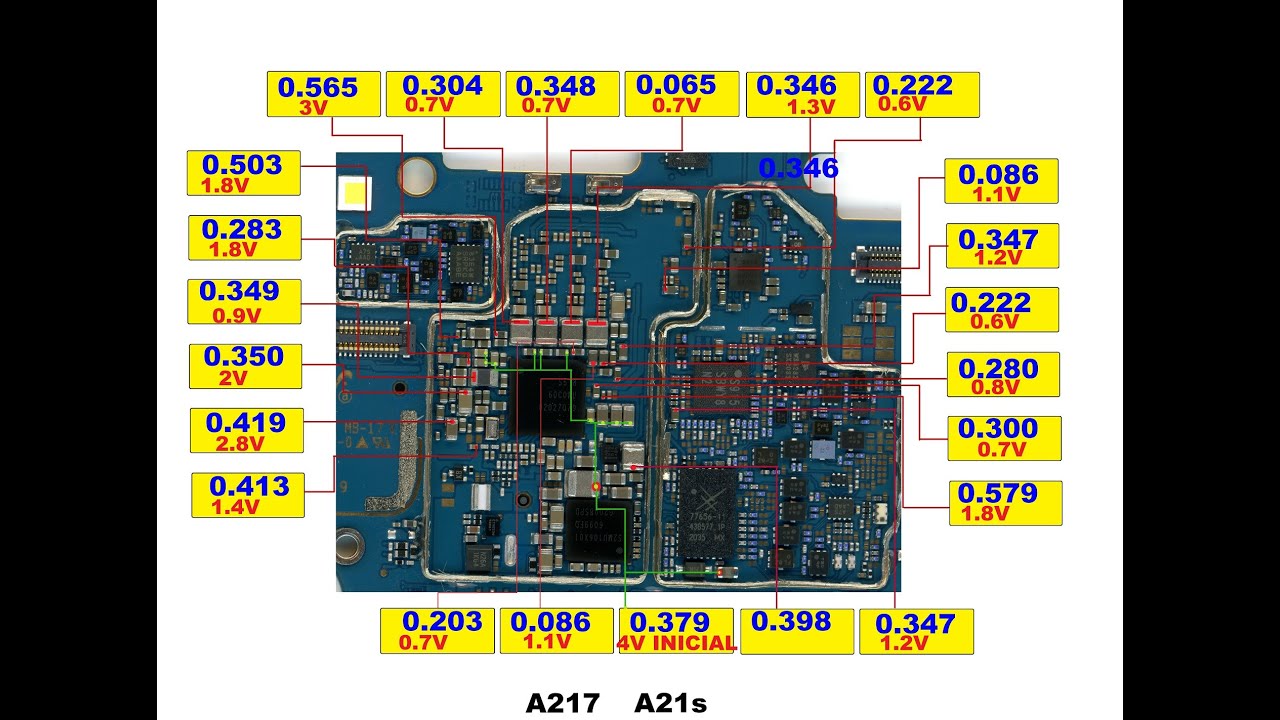 reparación Samsung Galaxy A21s (SM-A217M) no enciende por fuga 60mA