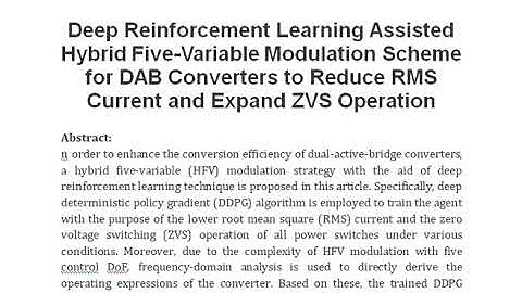 Deep Reinforcement Learning Assisted Hybrid Five Variable Modulation Scheme for DAB Converters to Re