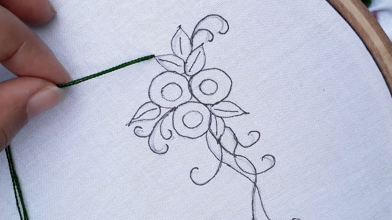 Drawing Embroidery Flower Design Technique On Paper  JANA ART