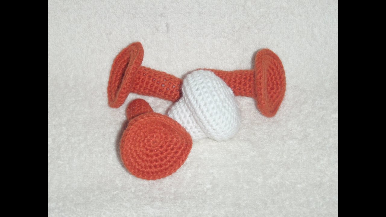 Гриб лисичка! Вязание крючком!  Knitted mushrooms.
