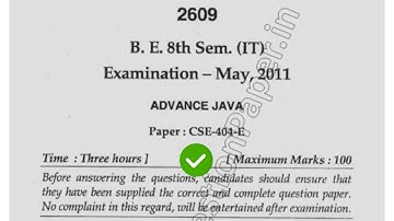 2018 Mdu BE 8th  Sem Advance Java Question Paper #MduQuestionPaper