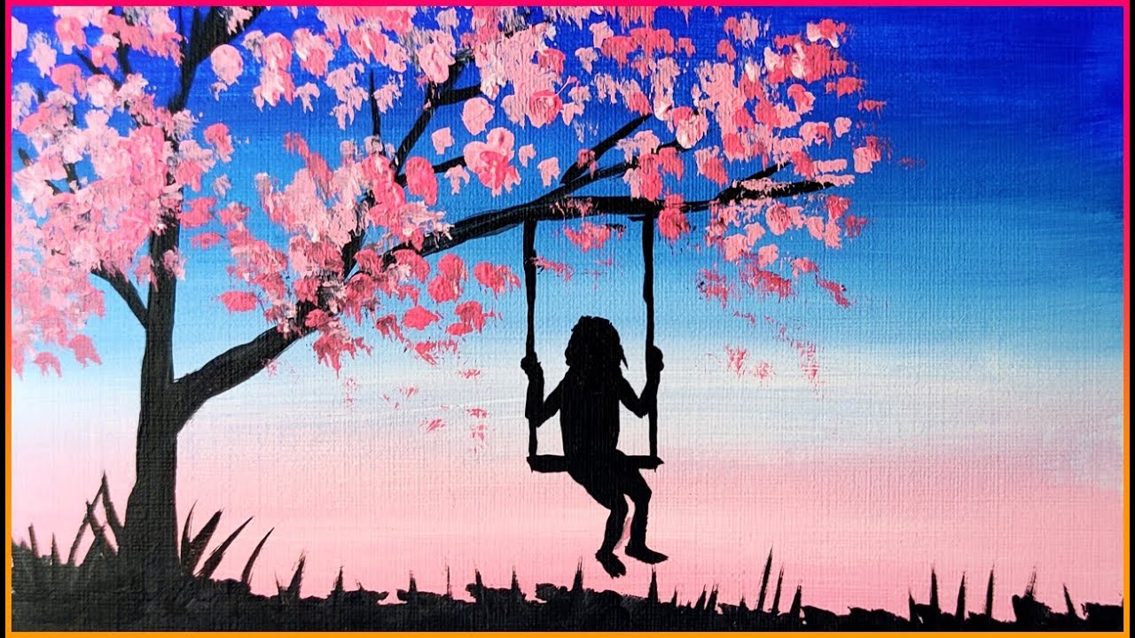 Pintura acrílica em tela paisagem fácil para iniciantes - Pintura passo ...