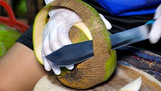 amazing coconut cutting master cutting coconut all day - thai street food