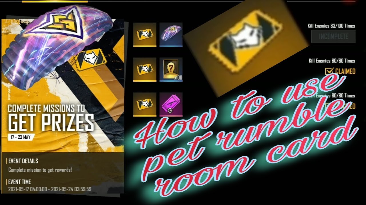 How to use pet rumble room card // pet room card ko kaise use krke khele // garena free fire