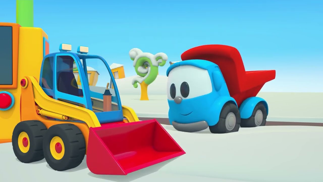 Kuormuri Leo ja talviajoneuvot – lasten rekat ja leikit lumessa